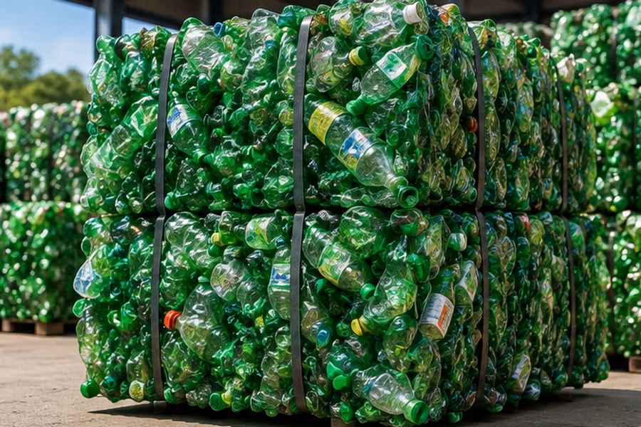 Imagem ilustrativa de PET verde para reciclagem